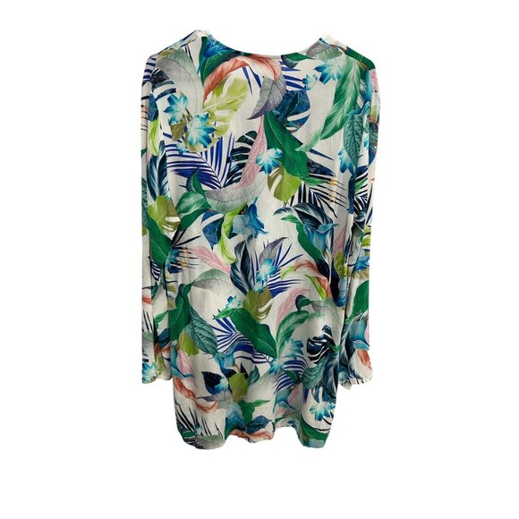 La Blanca In the Moment Lace Up V-Neck Cover Up Swim Dress Blue Green Sz Medium - Picture 2 of 11